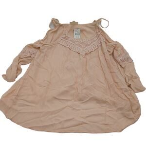 Tanzara XL NWT Rose Cold-Shoulder Lace Trim Blouse